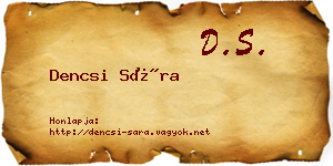Dencsi Sára névjegykártya