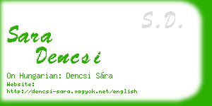 sara dencsi business card